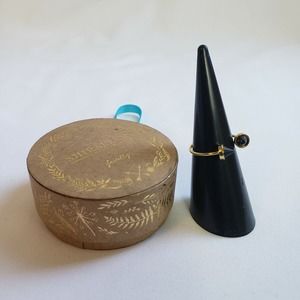 Shiraleah Womens Triska Black Gold Platted Classic Two Stone Knuckle Ring Size 6